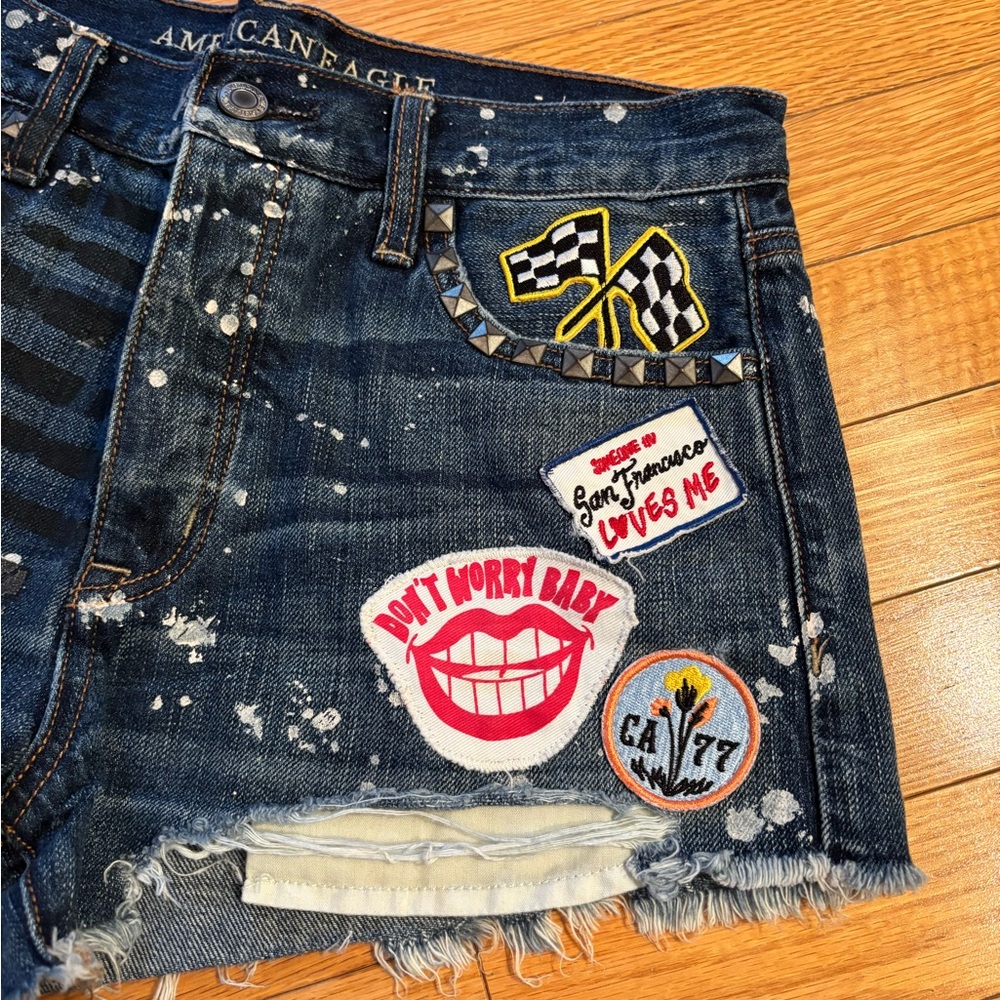 American Eagle Limited Edition Denim Patch Shorts - image 2
